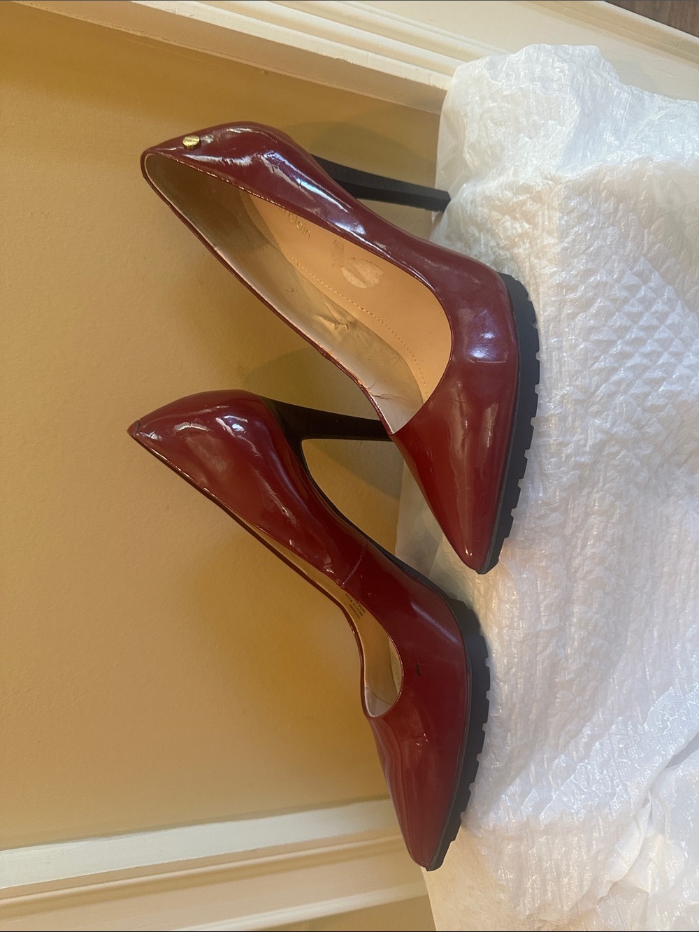 Calvin Klein - Women's Patent Burgundy High Heel Pumps
